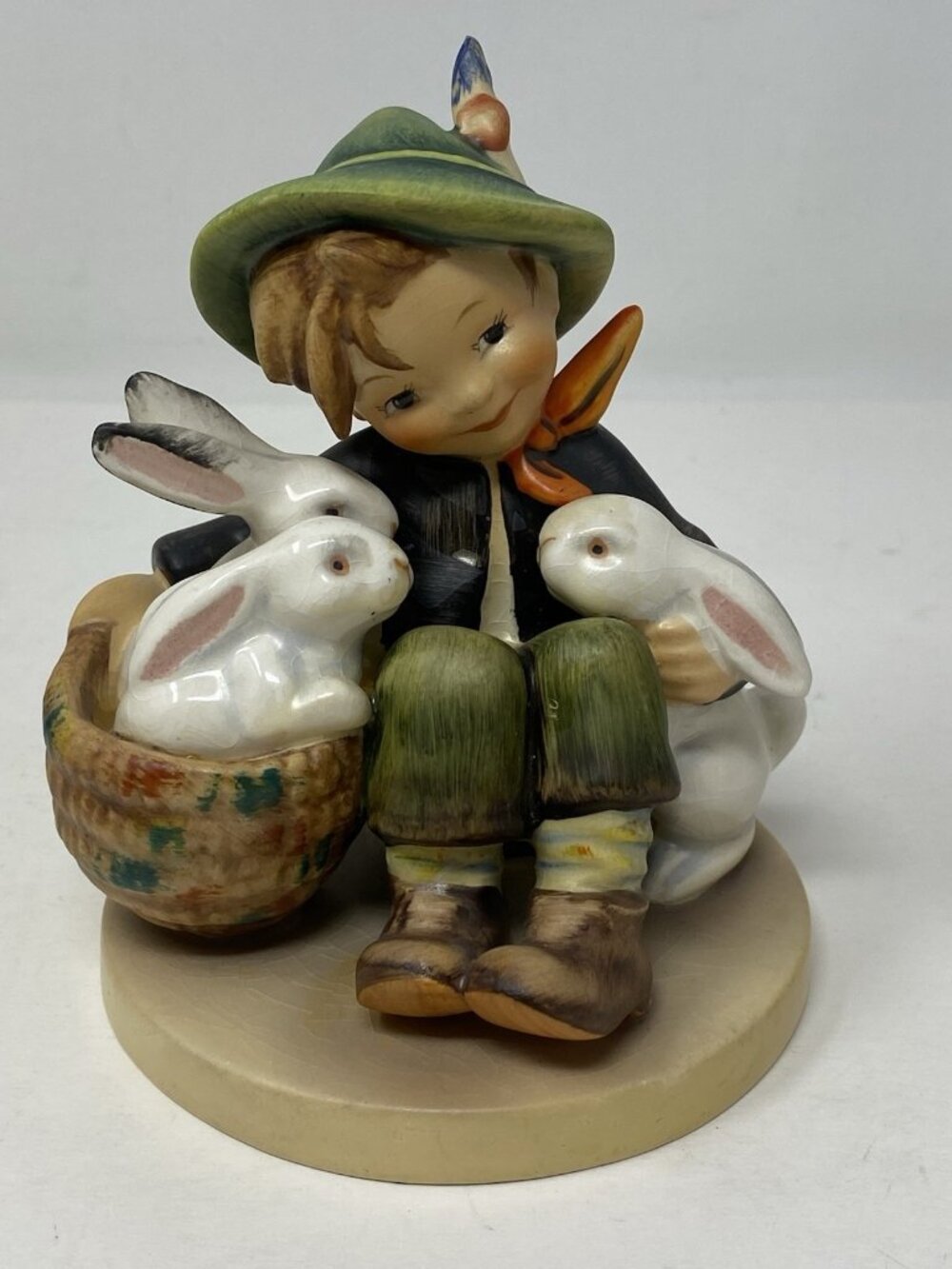 Vintage Goebel Hummel Playmates TMK4 Figurine 1960s W Germany Boy With Rabbits